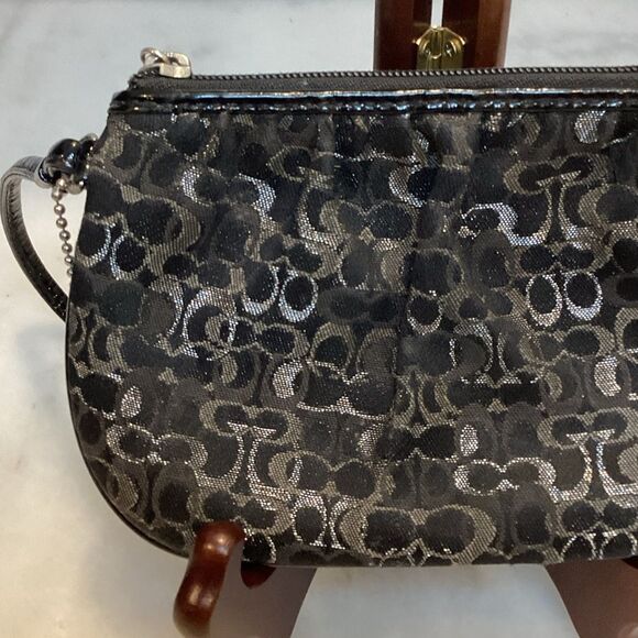 Coach Pleated Signature Lurex Logo Wristlet - Picture 3 of 15